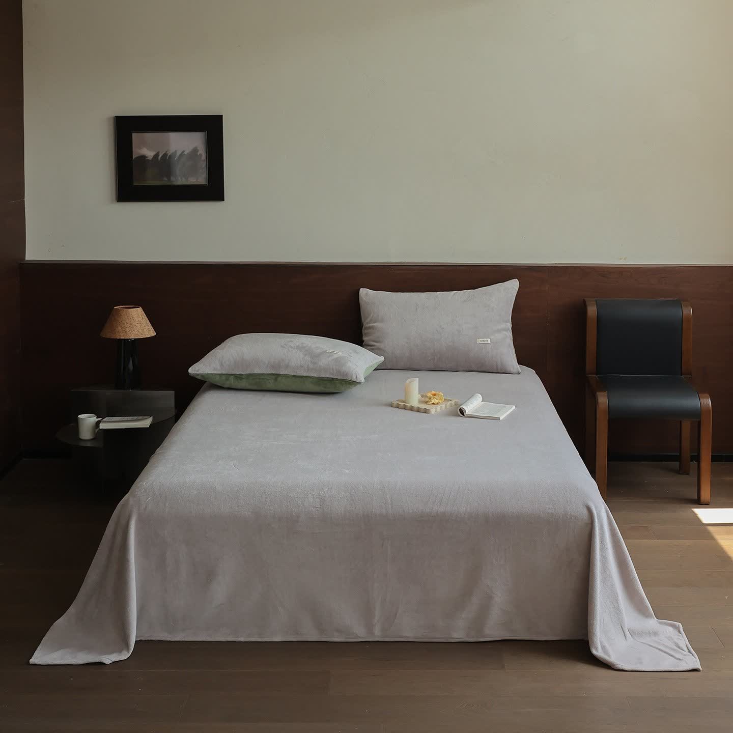 Couette Ownkoti unie, chaude et moelleuse - Gris - Couvre-lit avec 2 taies d'oreiller - 245 cm x 270 cm - image 20