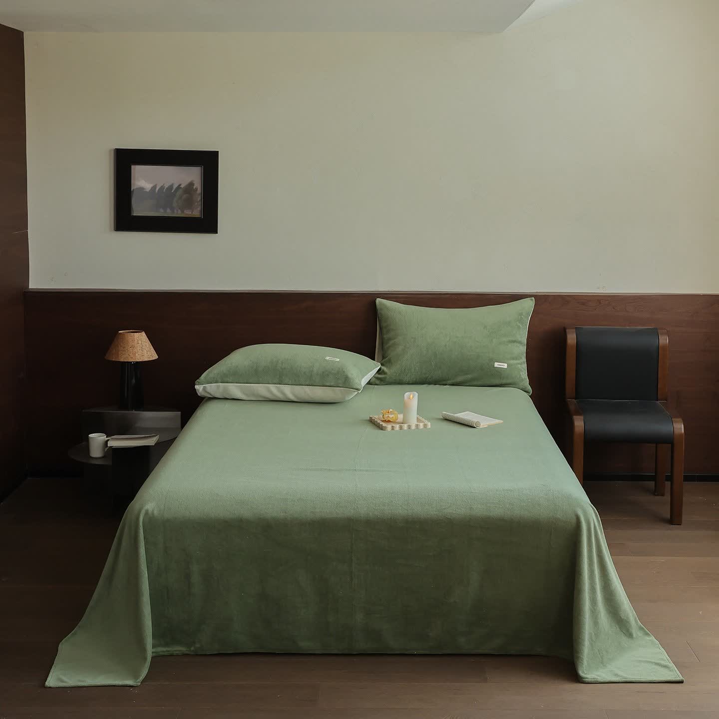 Couette Ownkoti unie, chaude et moelleuse - Vert - Couvre-lit avec 2 taies d'oreiller - 245 cm x 270 cm - image 5