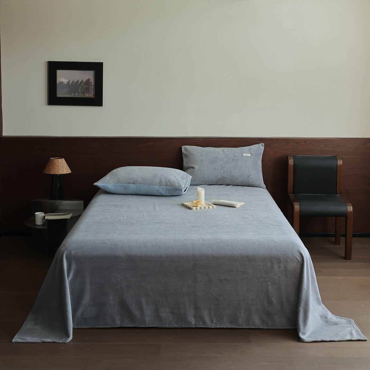 Couette Ownkoti unie, chaude et moelleuse - Bleu-gris - Couvre-lit avec 2 taies d'oreiller - 245 cm x 270 cm - image 7