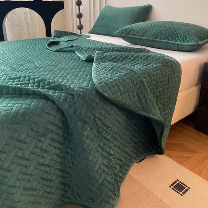 Couette Ownkoti à motif quadrillé uni - vert foncé - Couvre-lit avec 2 taies d'oreiller - 220 cm x 240 cm - image 3