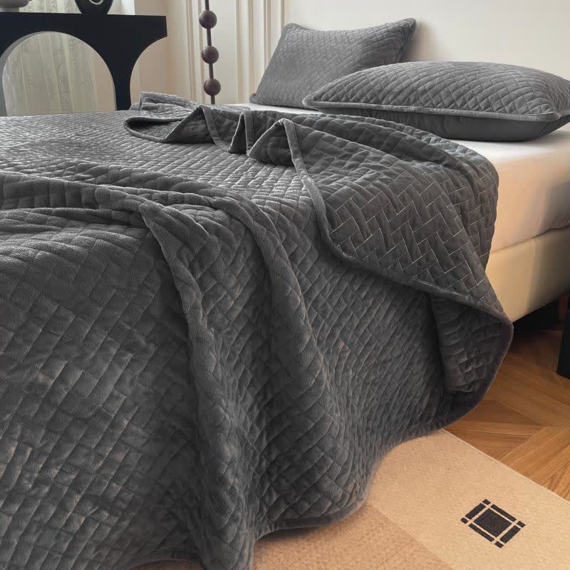 Couette Ownkoti à motif quadrillé uni - Gris - Couvre-lit avec 2 taies d'oreiller - 220 cm x 240 cm - image 8