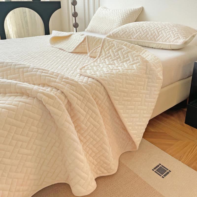 Couette Ownkoti à motif quadrillé uni - Beige - Couvre-lit avec 2 taies d'oreiller - 220 cm x 240 cm - image 0