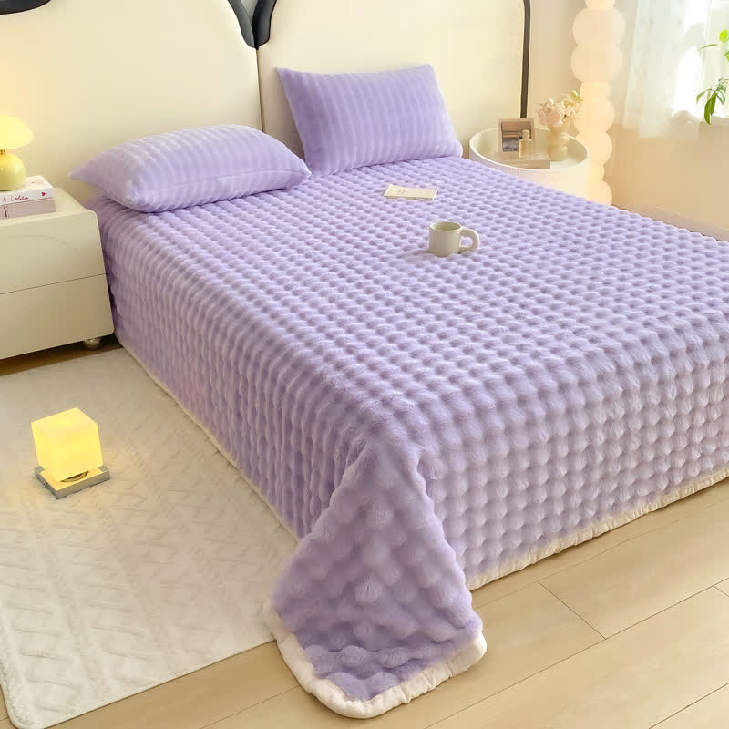 Couvre-lit en fausse fourrure de lapin texturée Ownkoti - Violet - Drap avec 2 taies d'oreiller - 230 cm x 250 cm - image 10