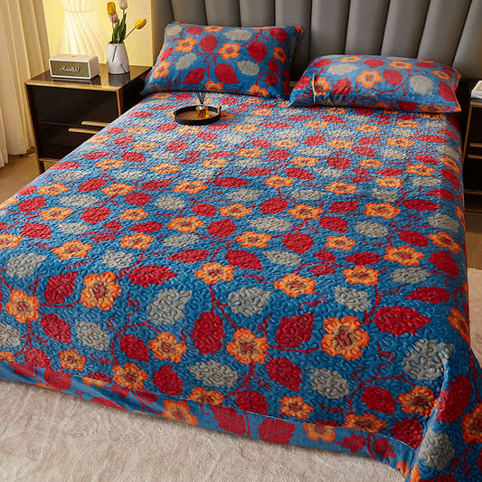 Couverture matelassée en peluche Ownkoti à motif floral - Couvre-lit avec 2 taies d'oreiller - 230 cm x 250 cm - image 0