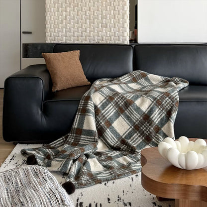 Couverture double face à carreaux de Noël - Café - 150 cm x 200 cm - image 14