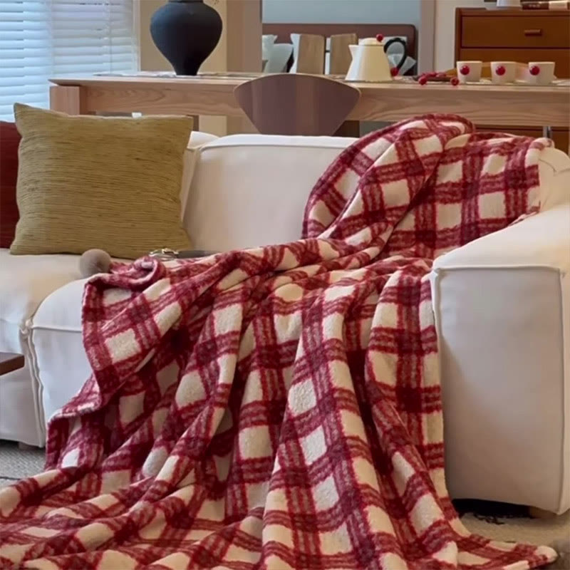 Couverture double face à carreaux de Noël - Rouge - 150 cm x 200 cm - image 8