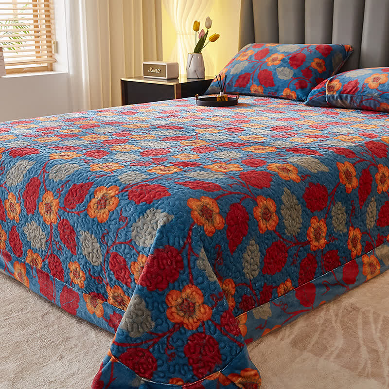 Couverture matelassée en peluche Ownkoti à motif floral - image 1
