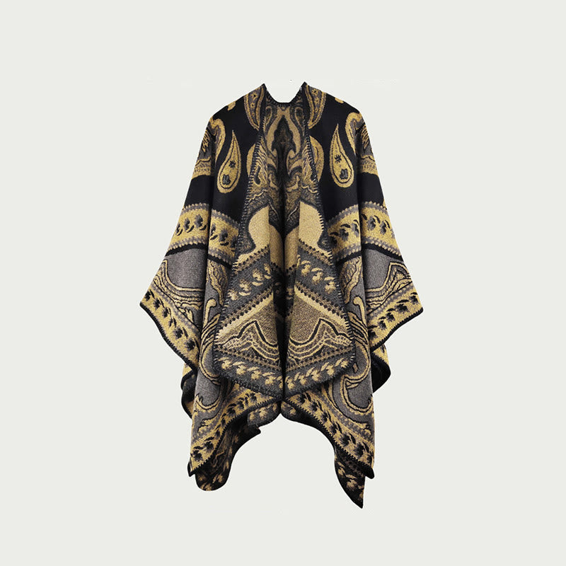 Cape châle double face vintage - D - 150 cm x 120 cm - image 3