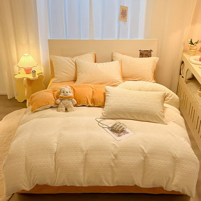 Parure de lit en peluche texturée à carreaux Ownkoti (4 pièces) - image 1