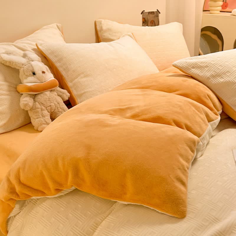 Parure de lit en peluche texturée à carreaux Ownkoti (4 pièces) - image 5