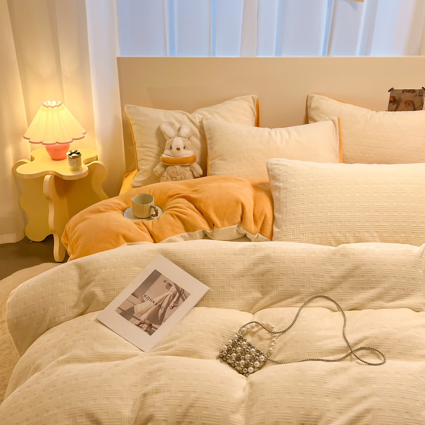 Parure de lit en peluche texturée à carreaux Ownkoti (4 pièces) - image 7