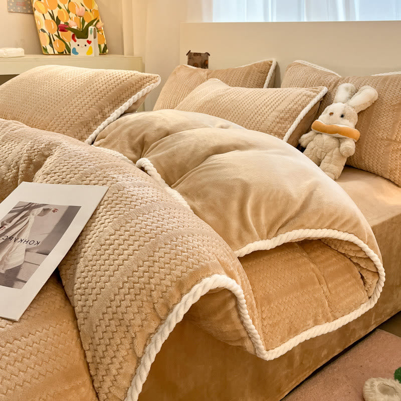 Parure de lit d'hiver luxueuse en polaire (4 pièces) - Café - Housse de couette - roi - image 27