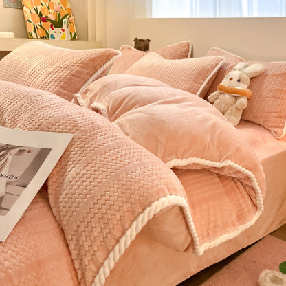 Parure de lit d'hiver luxueuse en polaire (4 pièces) - Rose - Parure de lit (4 pièces) - roi - image 32