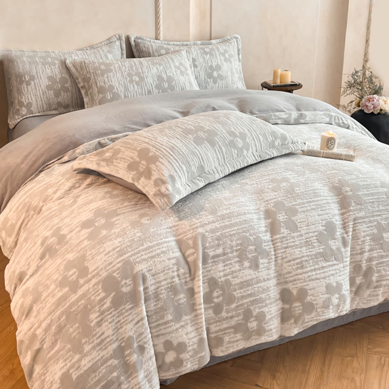 Parure de lit douillette et épaisse en polaire gaufrée (4 pièces) - image 12