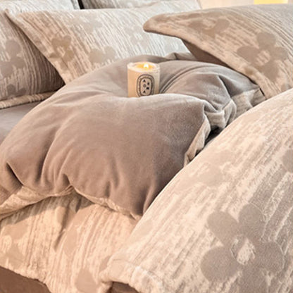 Parure de lit douillette et épaisse en polaire gaufrée (4 pièces) - image 9