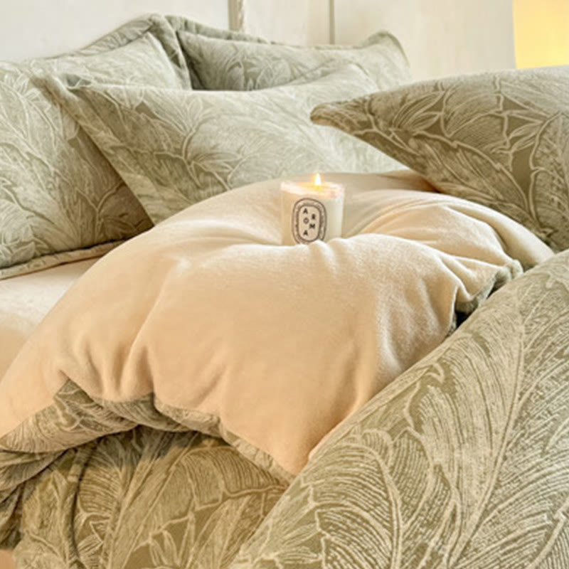 Parure de lit douillette et épaisse en polaire gaufrée (4 pièces) - image 16