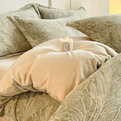 Parure de lit douillette et épaisse en polaire gaufrée (4 pièces) - image 16