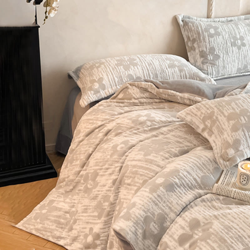 Parure de lit douillette et épaisse en polaire gaufrée (4 pièces) - image 4