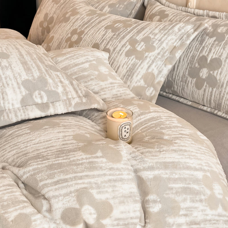 Parure de lit douillette et épaisse en polaire gaufrée (4 pièces) - image 10