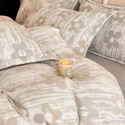 Parure de lit douillette et épaisse en polaire gaufrée (4 pièces) - image 10