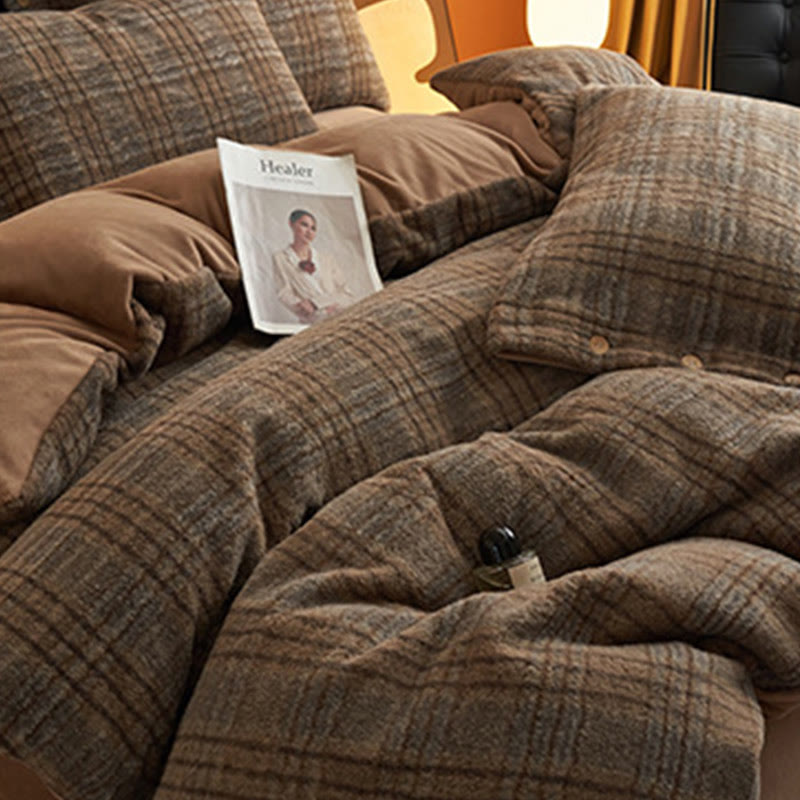 Parure de lit classique, à carreaux, confortable et épaisse (4 pièces) - image 18