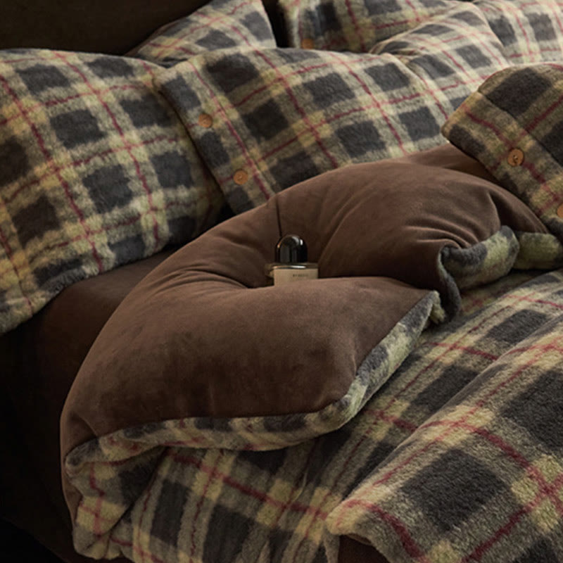 Parure de lit classique, à carreaux, confortable et épaisse (4 pièces) - image 3