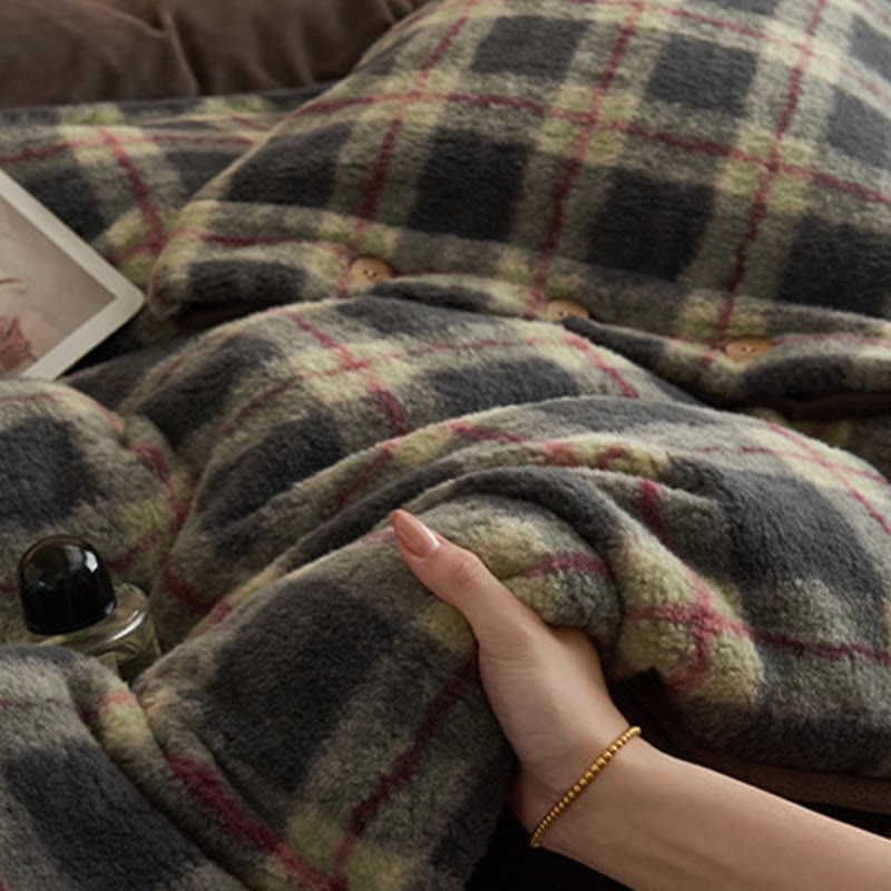 Parure de lit classique, à carreaux, confortable et épaisse (4 pièces) - image 10