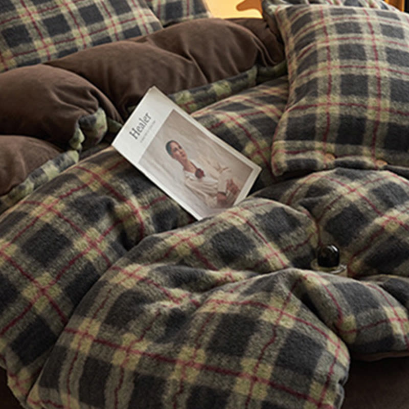 Parure de lit classique, à carreaux, confortable et épaisse (4 pièces) - image 7