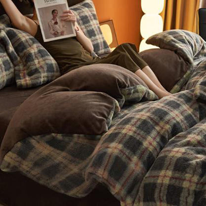 Parure de lit classique, à carreaux, confortable et épaisse (4 pièces) - image 6