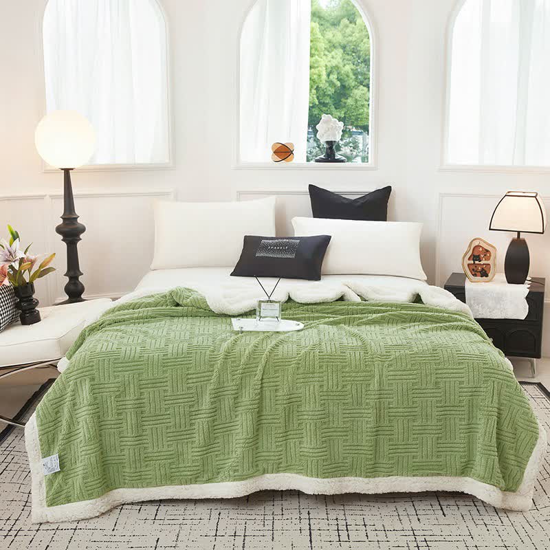 Couverture en peluche jacquard à carreaux - image 7