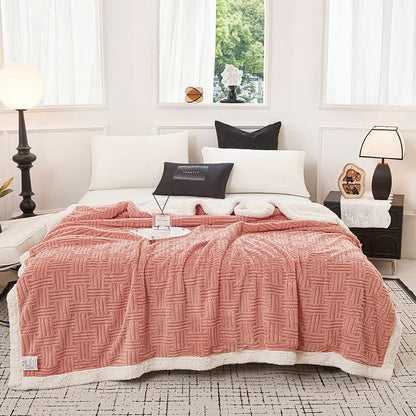 Couverture en peluche jacquard à carreaux - image 5