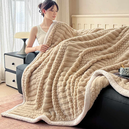 Couverture en peluche Ownkoti à structure géométrique - Kaki - 200 cm x 230 cm - image 15