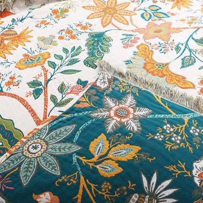 Couverture réversible en coton Ownkoti avec motif floral botanique - image 4