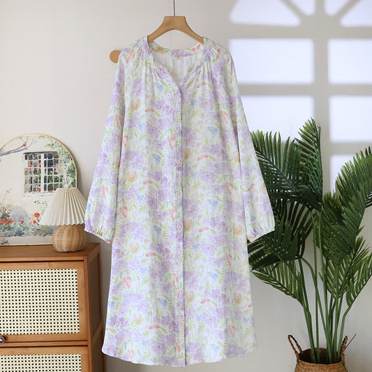Chemise de nuit en coton Ownkoti à motif floral et boutons papillon - XL - image 0