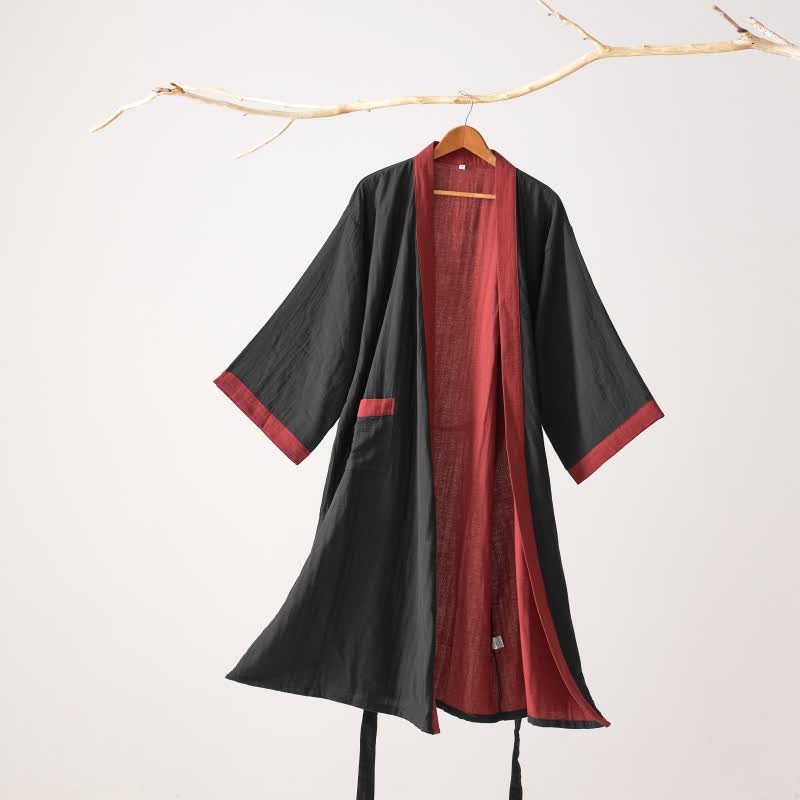 Ownkoti – Peignoir kimono minimaliste en gaze de coton résistante - Noir - XL - image 0