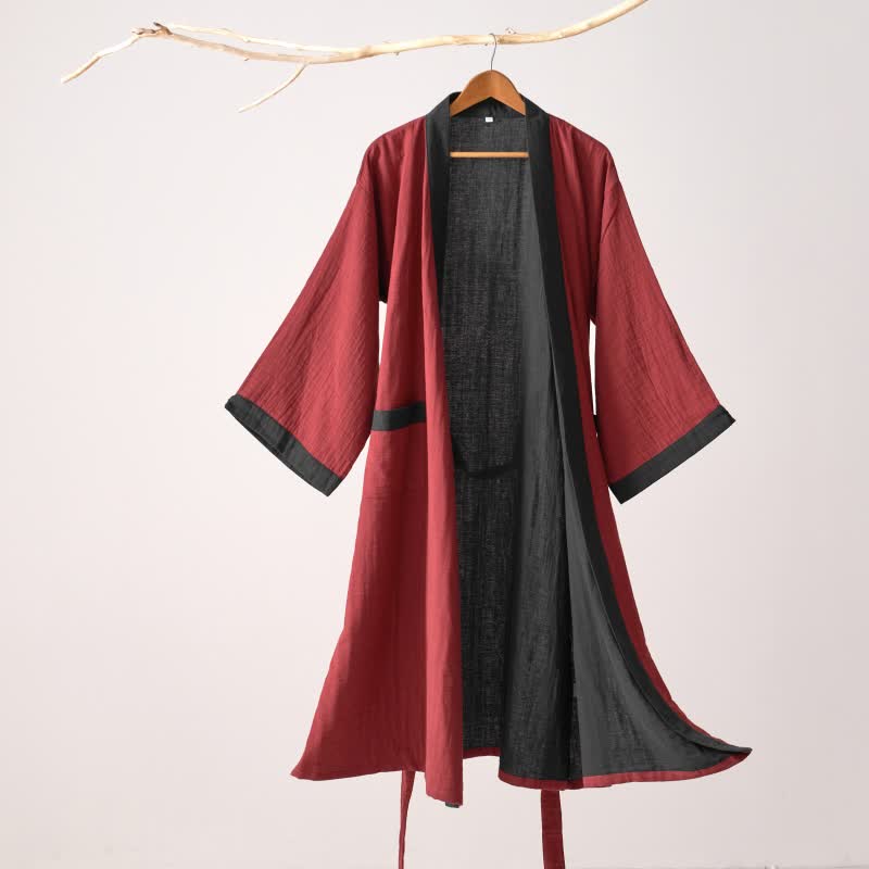 Ownkoti – Peignoir kimono minimaliste en gaze de coton résistante - Rouge - XL - image 8
