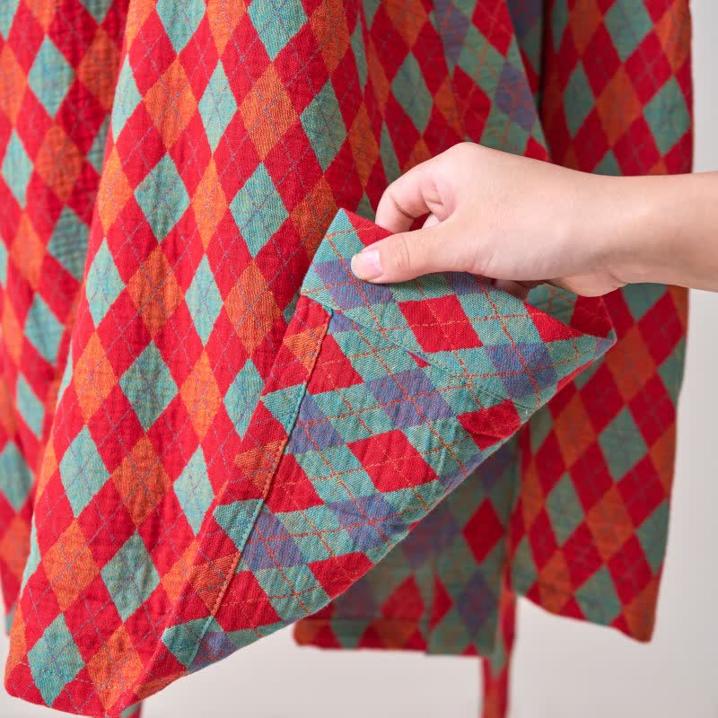 Ownkoti – Peignoir kimono classique en gaze de coton à motif losanges - image 9