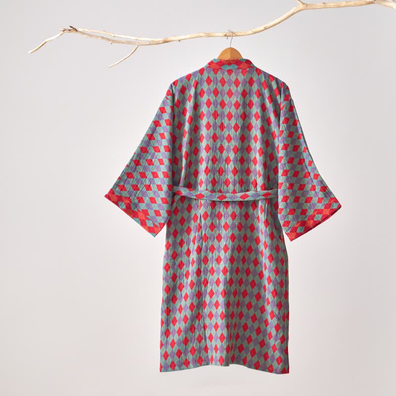 Ownkoti – Peignoir kimono classique en gaze de coton à motif losanges - image 12