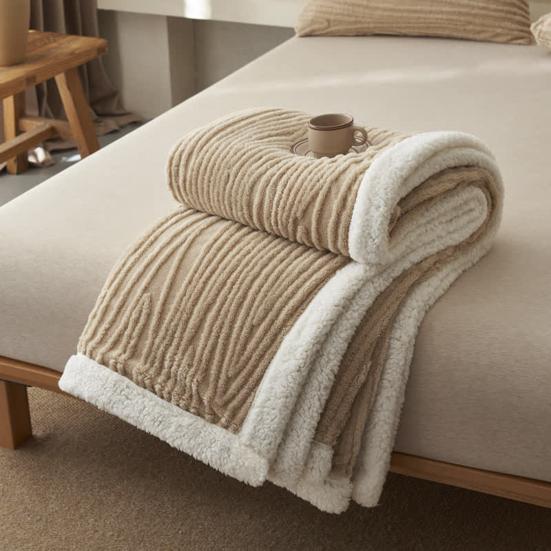 Ownkoti – Couverture Sherpa Jacquard à motif d'arbres - abricot - 200 cm x 230 cm - image 12