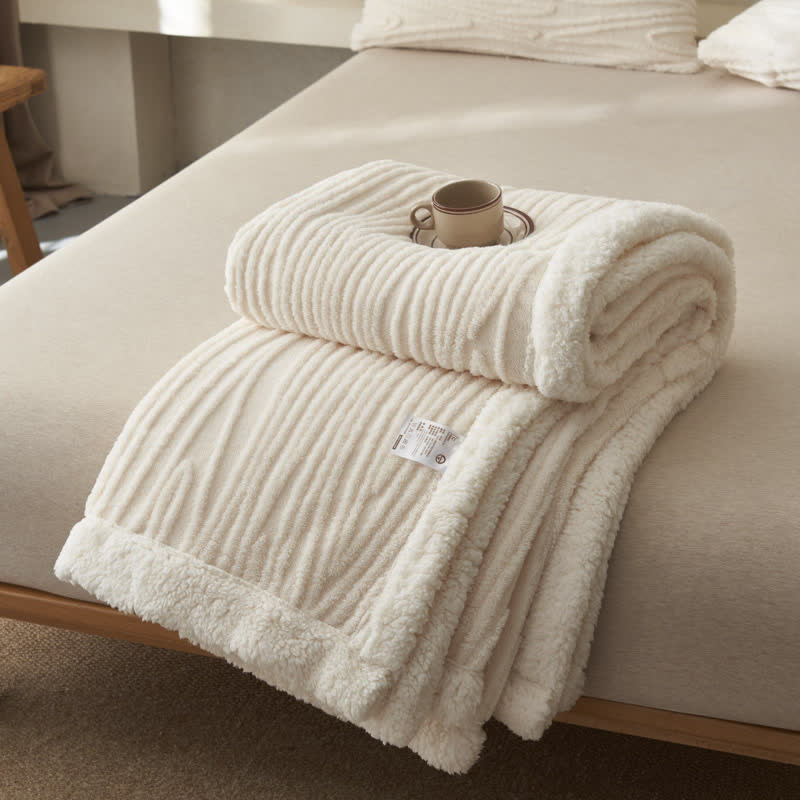 Ownkoti – Couverture Sherpa Jacquard à motif d'arbres - Blanc - 200 cm x 230 cm - image 14