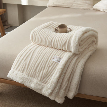 Ownkoti – Couverture Sherpa Jacquard à motif d'arbres - Blanc - 200 cm x 230 cm - image 14