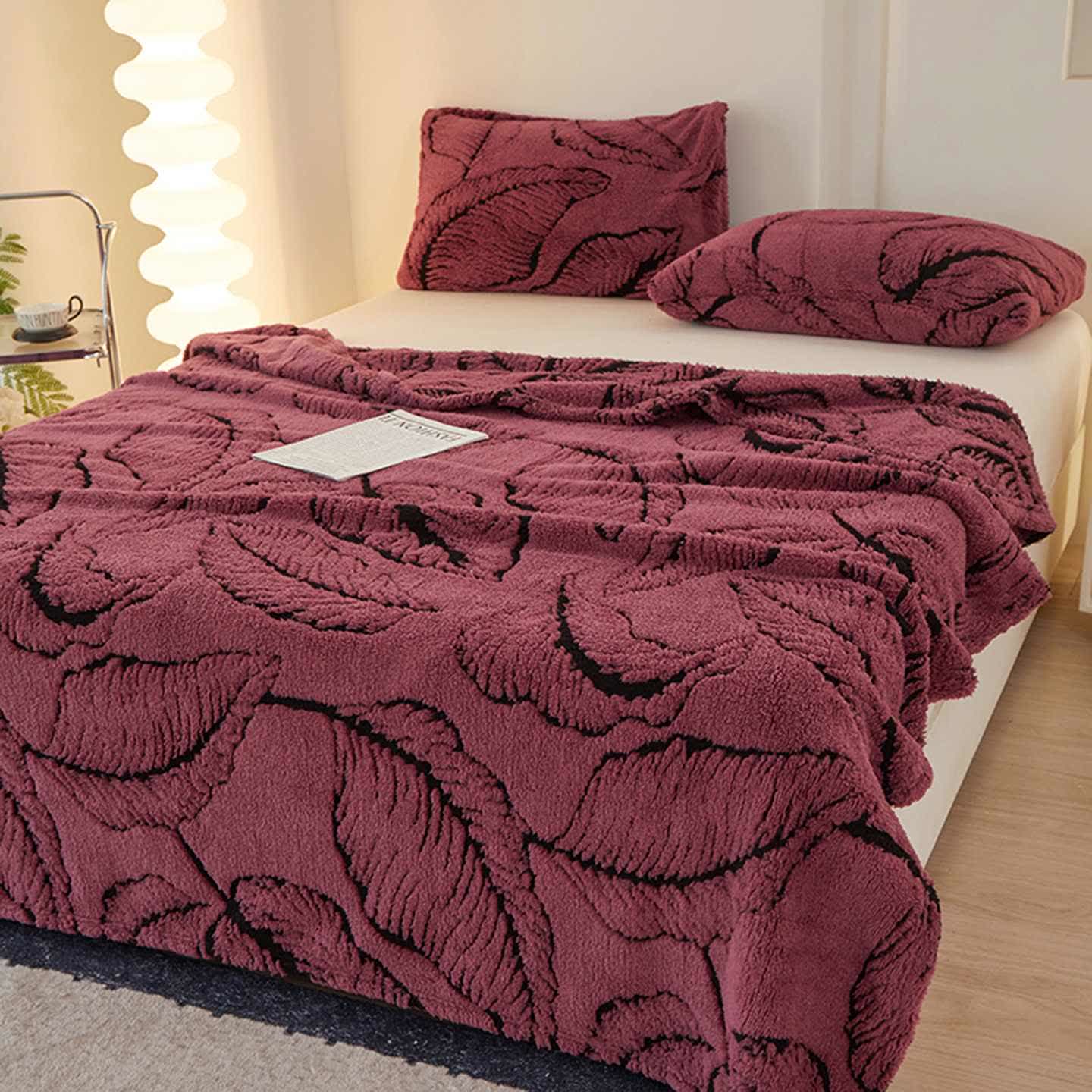 Couverture Jacquard Feuille de Bananier Ownkoti - Violet - 200 cm x 230 cm - image 8