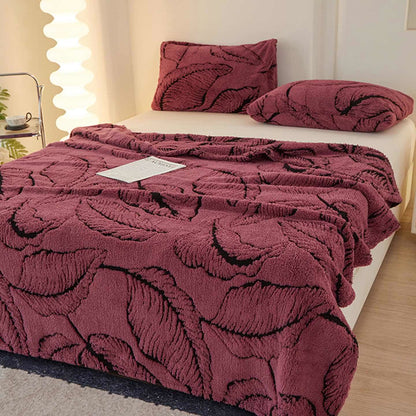 Couverture Jacquard Feuille de Bananier Ownkoti - Violet - 200 cm x 230 cm - image 8