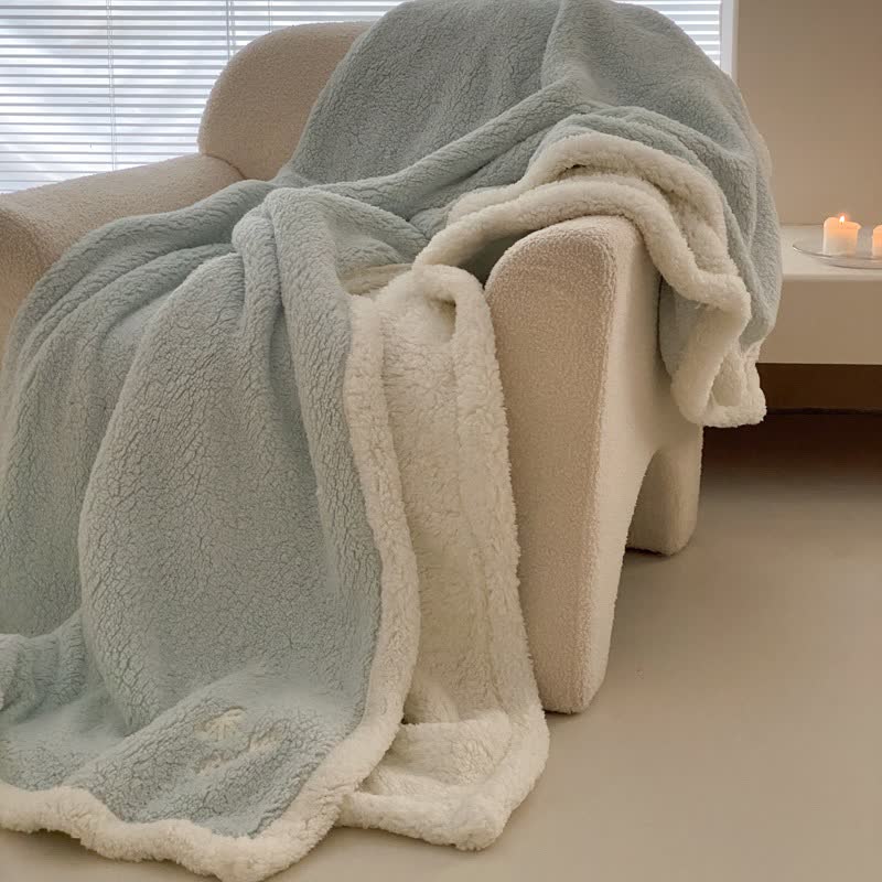 Couverture réversible en sherpa avec nœud Ownkoti - Bleu clair - 200 cm x 230 cm - image 10