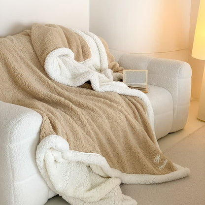 Couverture réversible en sherpa avec nœud Ownkoti - Kaki - 200 cm x 230 cm - image 23