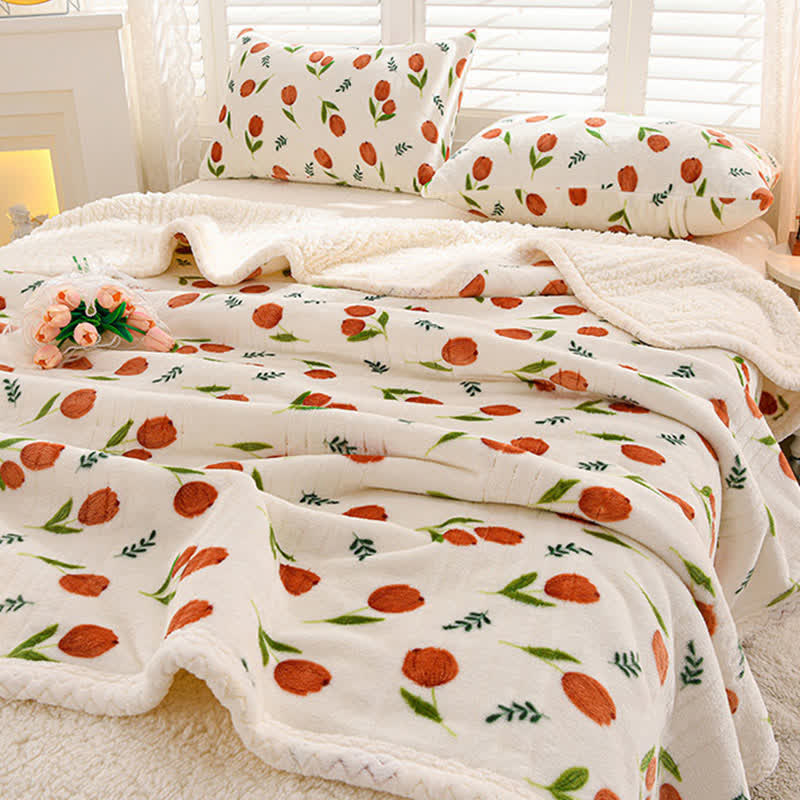 Couverture réversible Ownkoti « Tulip Sherpa » - 200 cm x 230 cm - image 0