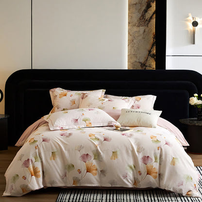 Parure de lit élégante en coton brossé Ginkgo Ownkoti (4 pièces) - Violet clair - 220 cm x 240 cm - image 3