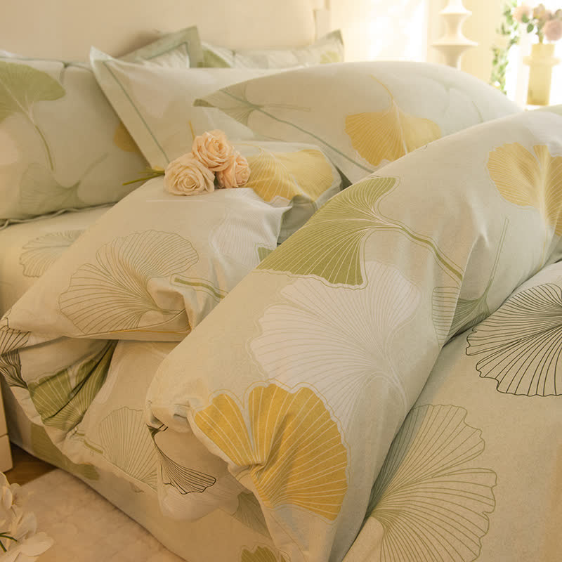 Parure de lit en coton Ownkoti Fresh Ginkgo (4 pièces) - 220 cm x 240 cm - image 0