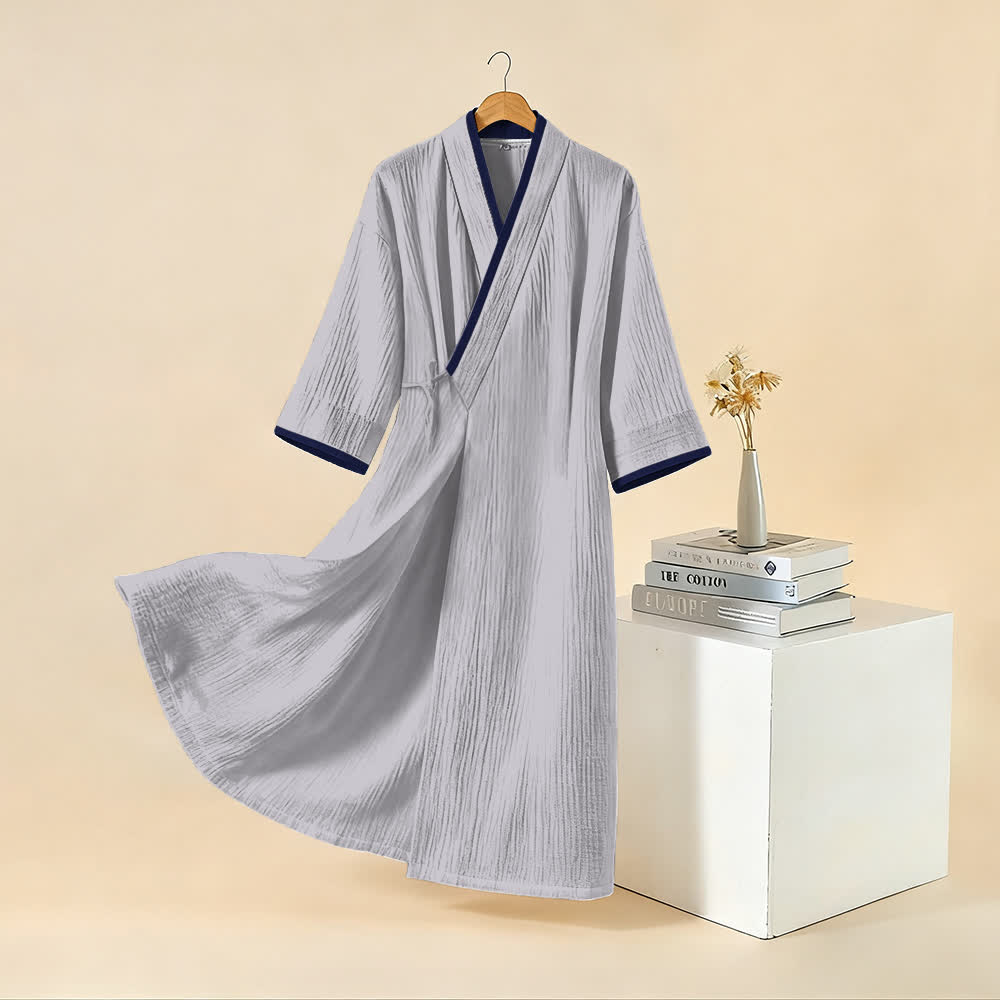 Peignoir kimono minimaliste unisexe en gaze de coton - image 13