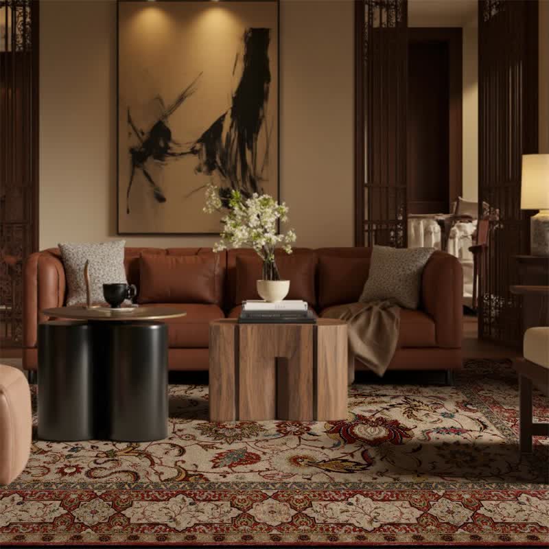 Tapis persan à fleurs Ownkoti, usage polyvalent - 153 cm x 244 cm - image 0